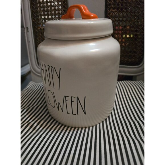 NWT Rae Dunn Happy Halloween Chubby Cannister Orange Handle - Picture 2 of 11